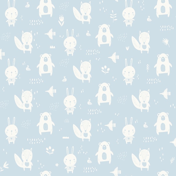 Manhattan Comfort Harrison Bitsy Sky Blue Woodland 33 ft L X 209 in W Wallpaper BR4060-91311 - main